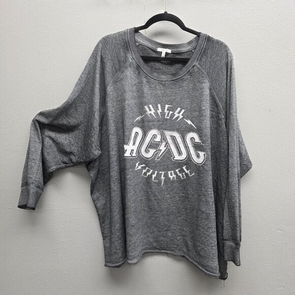 AC/DC High Voltage Sweatshirt Womens 4XL Gray Graphic Raglan Pullover Maurices - Picture 1 of 12